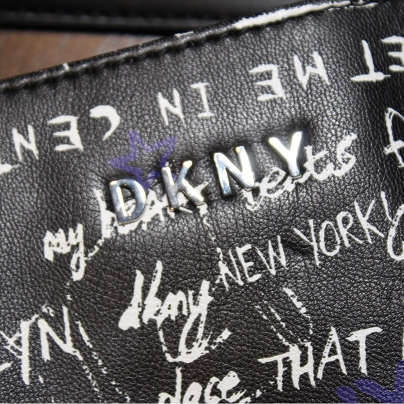 DKNY Ashlee Graffiti Tote Bag NYC Black Multicolor Women’s Purse - Picture 6 of 7